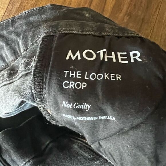 MOTHER The Looker Crop Skinny Jeans Black Denim Women's Size 25 Five-Pocket - Picture 8 of 11